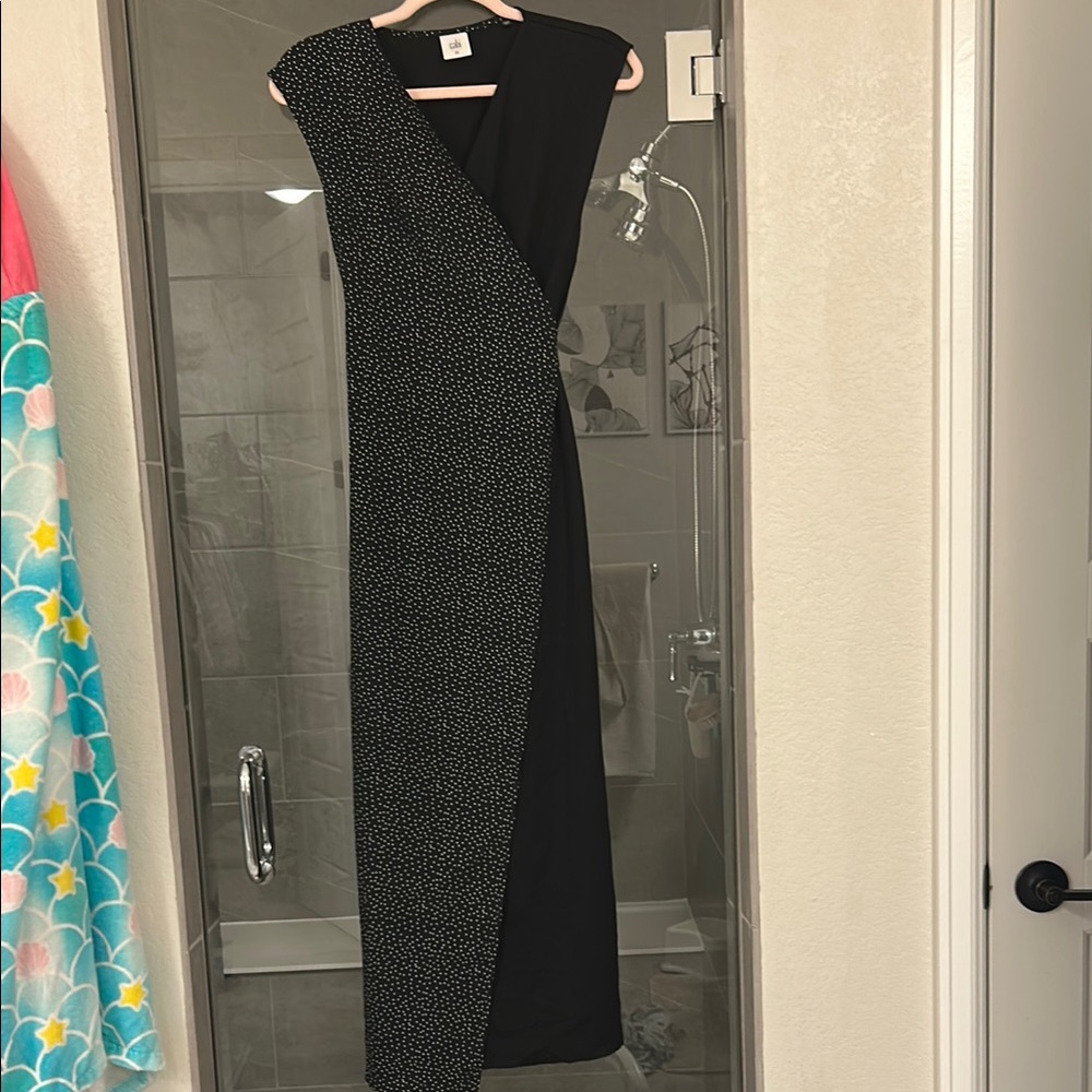 Women's black Dress with white polka dots